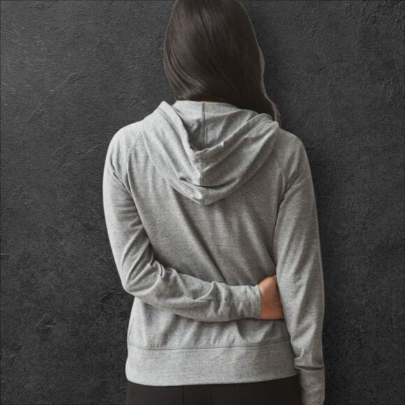 American Giant Lightweight Hoodie Womens M Gray Heather Raglan Full Zip USA NEW - Picture 4 of 11
